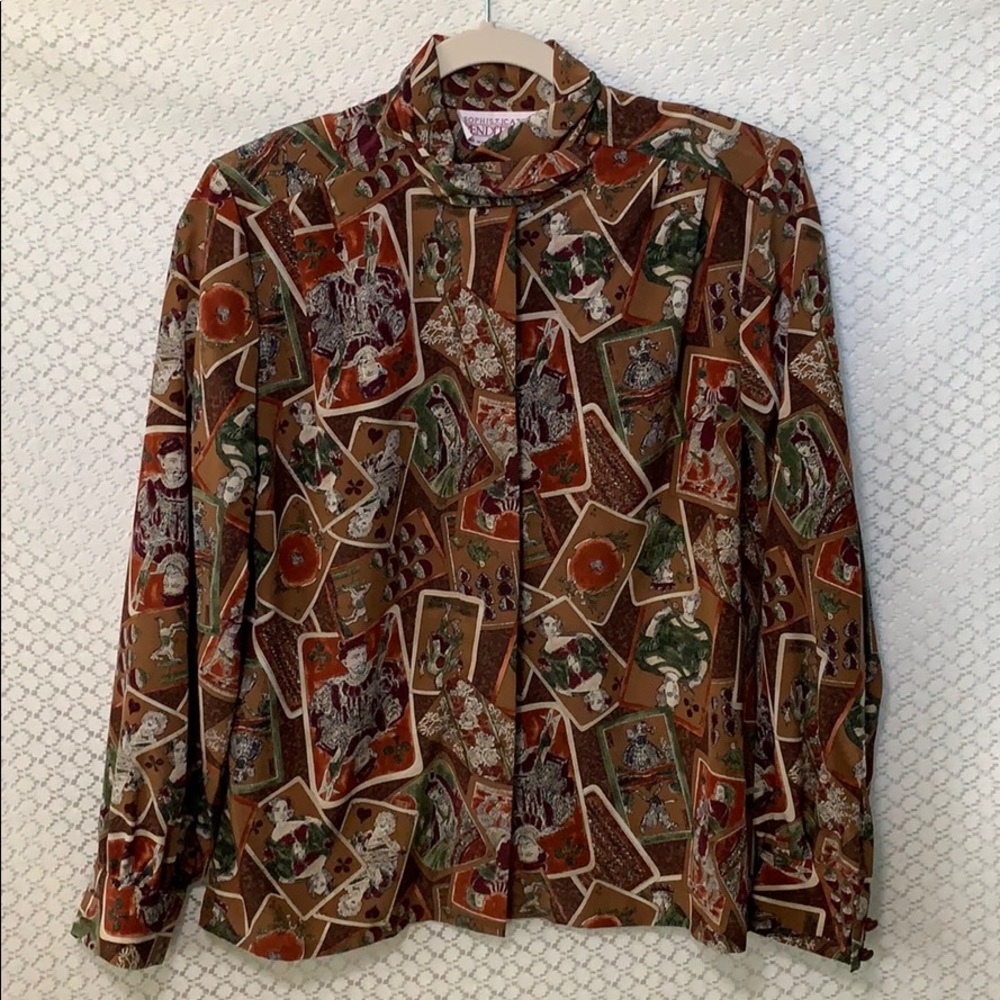 Pendleton Playing Cards Printed Blouse - image 1